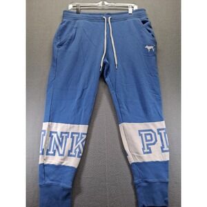 Pink Women Jggers Pants Blue Adjustable Drawstrings Pockets Size L